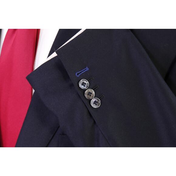 Andrew Luck Custom Tailored Solid Navy Blue 2Btn Wool Fleece Loro Piana Suit 46L - Picture 6 of 12
